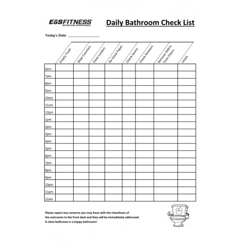 Front Desk Daily Bathroom Checklist (Pack of 100)